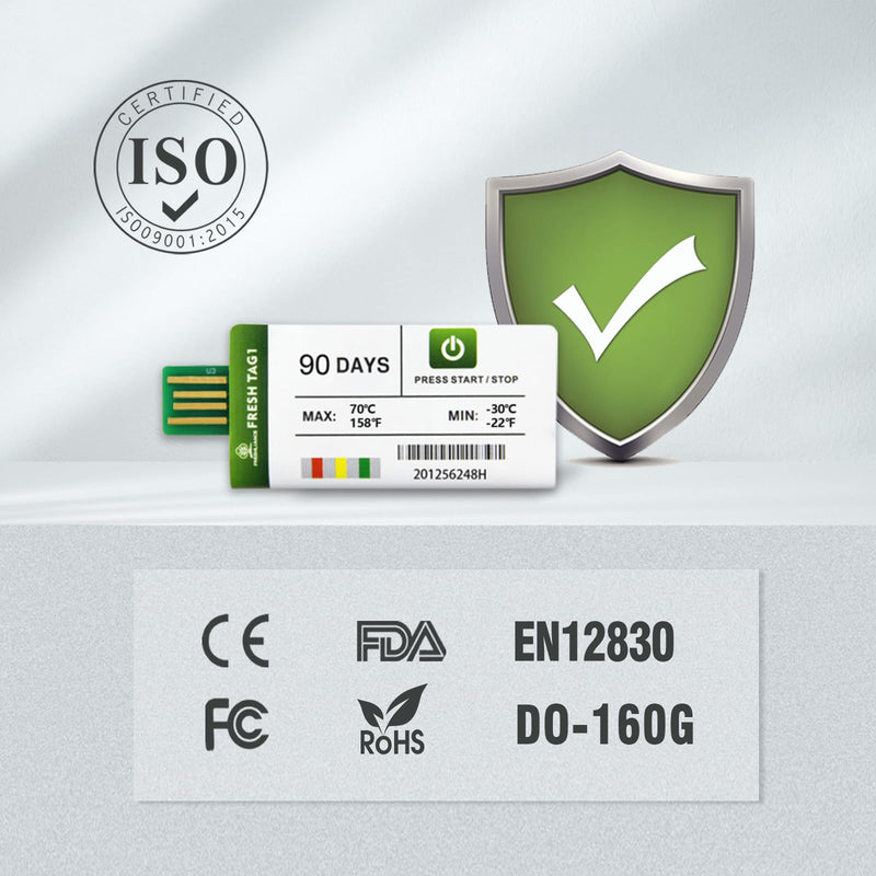 [Australia - AusPower] - Freshliance USB Temperature Data Logger with 30,000 Readings, Disposable Temperature Pen with PDF CSV Reports, High Accuracy 90 Days, 1 Pack Unique Cool Chain, Fresh Tag 1 