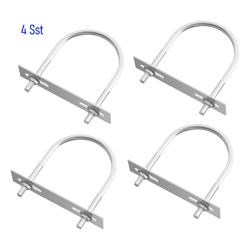 [Australia - AusPower] - 4 Sets 304 Stainless Steel Round Bend U-Bolts 2.48"(63mm) Inner Width 3.27"(83mm) Length M6 with Nuts, Frame Plate, Washers, Accessories for Boat Trailer Axle Sailboat Trailer 63×83mm(W*L) 