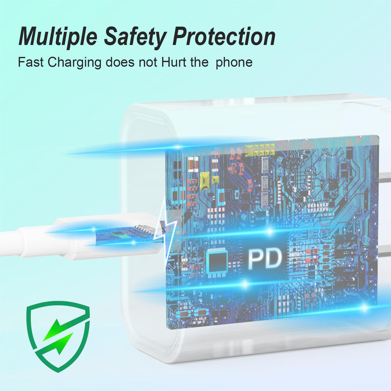 [Australia - AusPower] - Phone 15 Charger [MFi Certified] 2 Pack 20W USB C Fast Wall Charger Block with 2 Pack 6 FT USB-C to C Cable for iPhone 15/iPad Series, Galaxy, AirPods Pro 6FT 