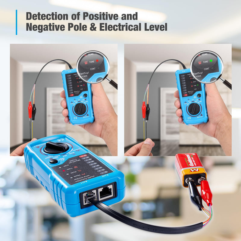 [Australia - AusPower] - Network Cable Tester, Line Finder with Probe Tone, Wire Tracker Multifunction, RJ11 RJ45 Cable Tracer, Telephone Line Test, Ethernet LAN Network Cat5 Cat6 Cable Maintenance Collation Analogue Signal 