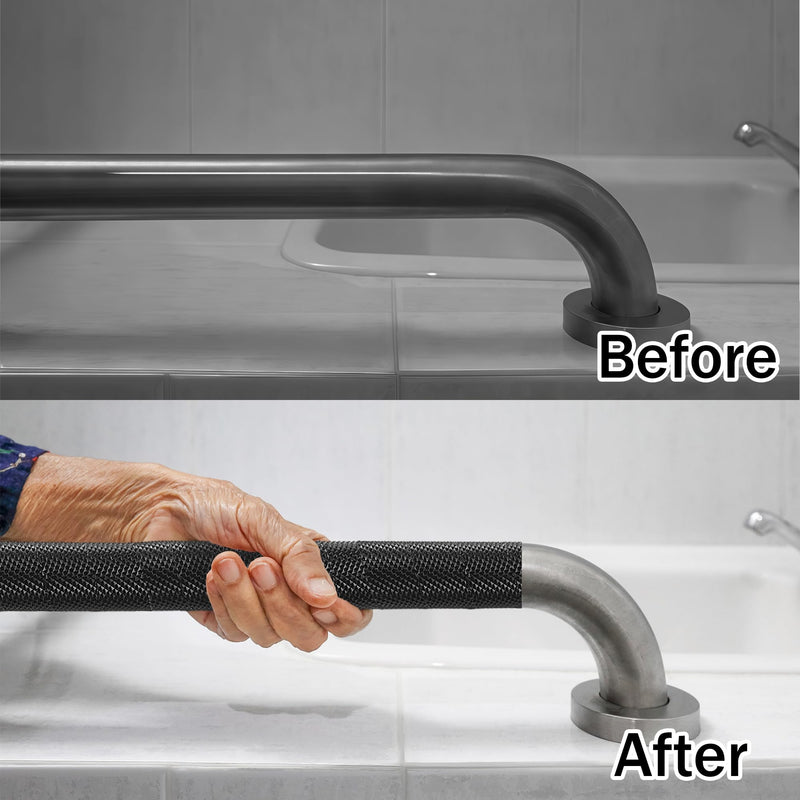 0.71inch*20ft Non-Slip Tape for Bathtubs and Showers Grab Bars, Stainless Steel Bars Slip Resistant Tape for Bathroom, Rail Handrail Covers for Seniors, Handicap, Elderly