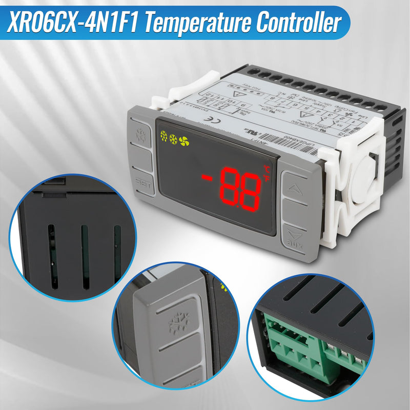 [Australia - AusPower] - Replacement for Dixell XR06CX-4N1F1 Temperature Controllers, Ideal for 120V 50-60hz Commercial Refrigerators/Freezer,Programmable Digital Thermostat with Sensor Probe & Mounting Hardware 1-Pack 
