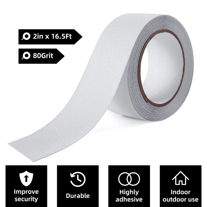 Reniteco Anti Slip Tape - 2" x 16.5Ft, Clear Heavy Duty Grip Tape - High Adhesion & Waterproof, No Residue Removal for Outdoor Stairs, Tile, Shower, Bathtub - Extra Grip Safety Tape 04-Clear 2in x 16.5Ft
