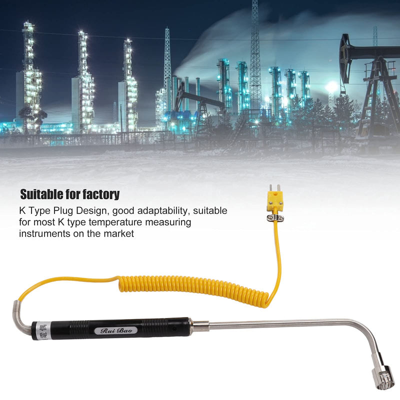 [Australia - AusPower] - K Type Thermocouple Probe Handheld Surface Temperature Sensor with Insulated Handle for Fast Accurate Industrial Temperature Testing(Curved Shank thermocouple) 