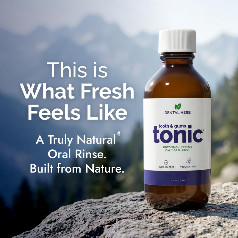 Tooth & Gums Tonic – Truly Natural Oral Rinse, Plant-Based, Alcohol-Free, Fluoride-Free, Herbal Extracts & Essential Oils, Fresh Breath & Daily Gum Care, 18 fl oz – Dental Herb Company 18 Fl Oz (Pack of 1)