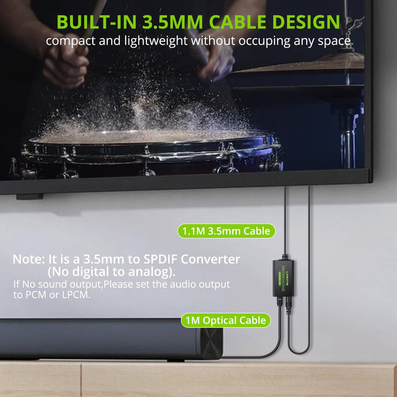 [Australia - AusPower] - LiNKFOR 3.5mm to SPDIF Converter Analog to Digital Audio Adapter for Enhanced Sound Toslink Optical Output 3.5mm to Optical with Optical Cable for TVs, Gaming Consoles, Computers, and projectors etc 