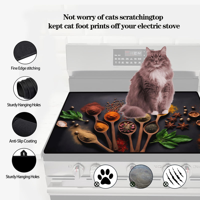 Electric Top Lid 28" x 20" | Goacifie Lid | Heat Resistant Glass Stove Top Cover | Thick Natural Rubber | Stove Top Cover Extended Space (scoop2) scoop2