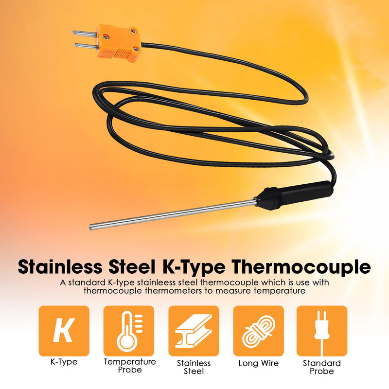 [Australia - AusPower] - 2PCS K Type Thermocouple Probe,Stainless Steel Thermocouple Thermometer Insertion ProbeInsertion Probe（-50~700℃） 