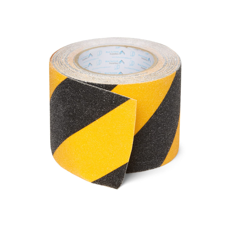 Blue Summit Supplies Anti Slip Tread Tape, 4 inch x 30 feet, Black and Yellow Stripe, Non Skid Safety Step Tread with Nonslip Grip, Provides Step Traction for Facility Safety, 1 Roll