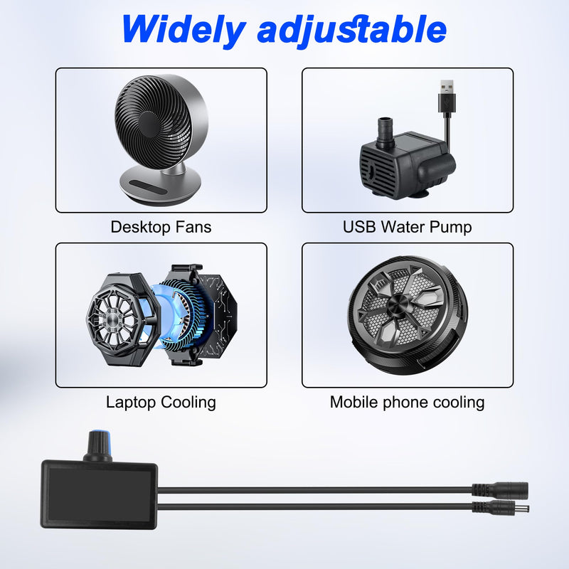 [Australia - AusPower] - MEIRIYFA Fan Speed Controller with 5.5 x 2.1 mm Plug, DC 5.5 mm x 2.1 mm Fan Speed Knob Controller Fan Speed Controller for 5-24 V Fans, Motors, Water Pumps 