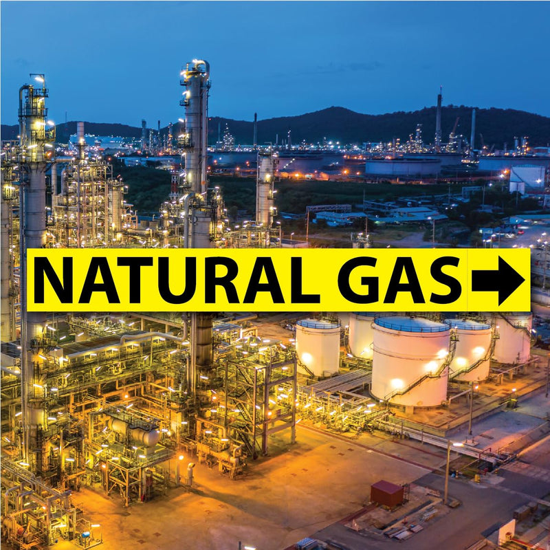 [Australia - AusPower] - (10 Pack) Natural Gas Pipe Labels Stickers with Arrows, 1” x 8” Self Sticking 6mil PVC Natural Gas Pipe Markers for Pipes, Inspections, Detector, Regulator and Heaters 