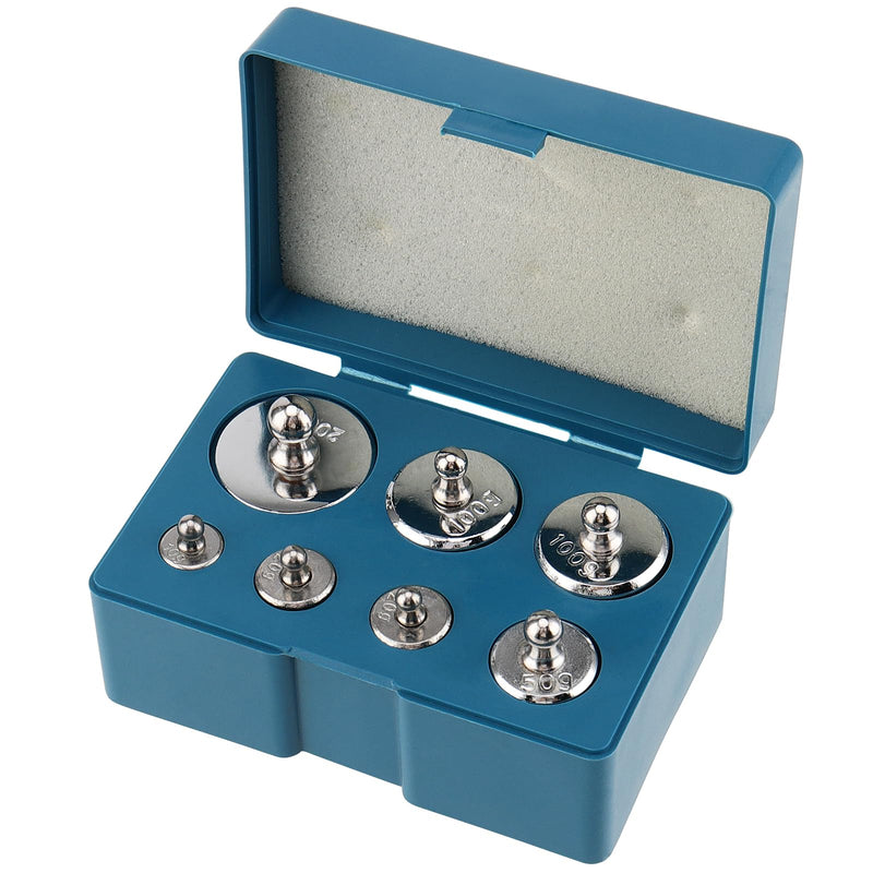 Set of 7 Stainless Steel Calibration Weights 500 g, 1 x 200 g, 2 x 100 g, 1 x 50 g, 2 x 20 g, 1 x 10 g Calibration Weight Set, with Calibration Weight, Tweezers for Digital Scales, Laboratories, Hobby