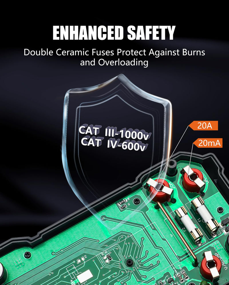 [Australia - AusPower] - DELIXI Digital Multimeter, Manual Range Tester with High Accuracy Measures Voltage, Current, Resistance, Capacitance, NCV, Dual Ceramic Fuses Included 890d 