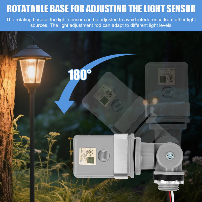 [Australia - AusPower] - Photocell Sensor for Outdoor Lights, 120VAC 50/60Hz Controls Lighting Dusk to Dawn IP54 Waterproof Photoelectric Switch with Swivel Mount for LED/Halogen/CFL in Street Yard Landscape 1 