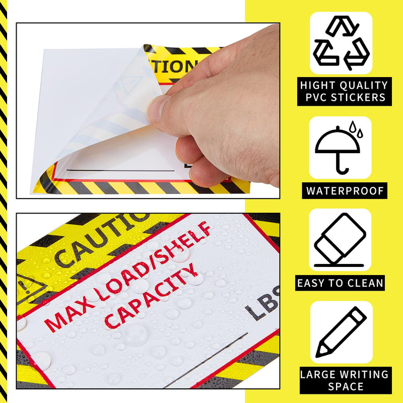 [Australia - AusPower] - Zhanmai 200 Pcs Pallet Rack Capacity Labels 3 x 4 Inches Pallet Racking Caution Max Load Shelf LBS Warning Stickers Bright PVC Industrial Strength Sticker Warehouse Safety Forklift Cross Beam Safety 