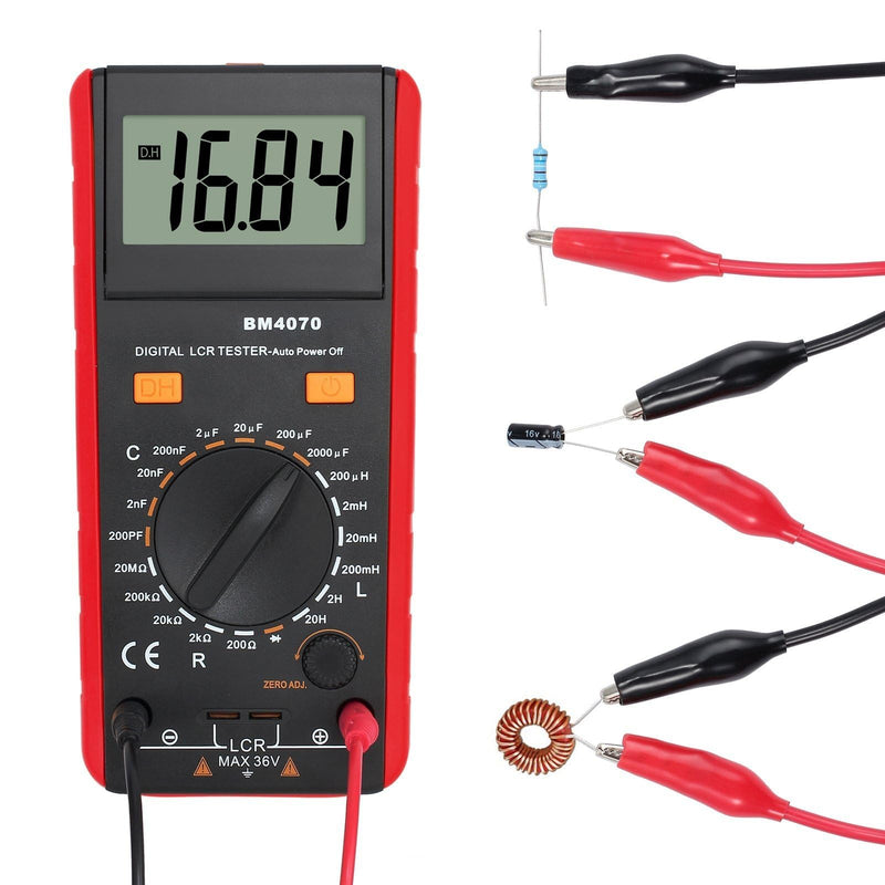 BM4070 LCR Meter Capacitance Inductance Resistance Self-Discharge Digital Instrument with LCD Display 1999 and Data Hold Function for Capacitance Resistance Inductance Measuring Meter