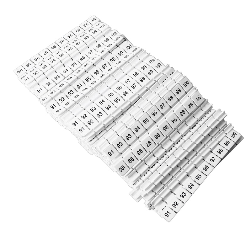 100Pcs Terminal Block Marking Labels UK10N Terminal Blocks Numbered Strips (91-100) Easy Cutting Clear Wiring Identification Cable Management