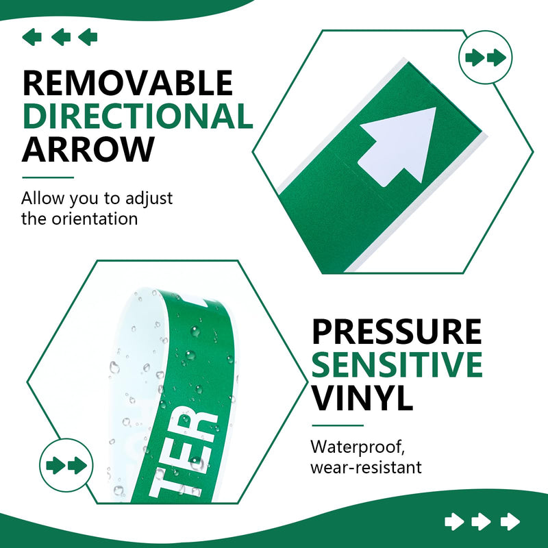 1 Roll Economy Pipe Markers - 1" Height x 8" Hot Water Pipe Labels, White On Green Pressure Sensitive Vinyl
