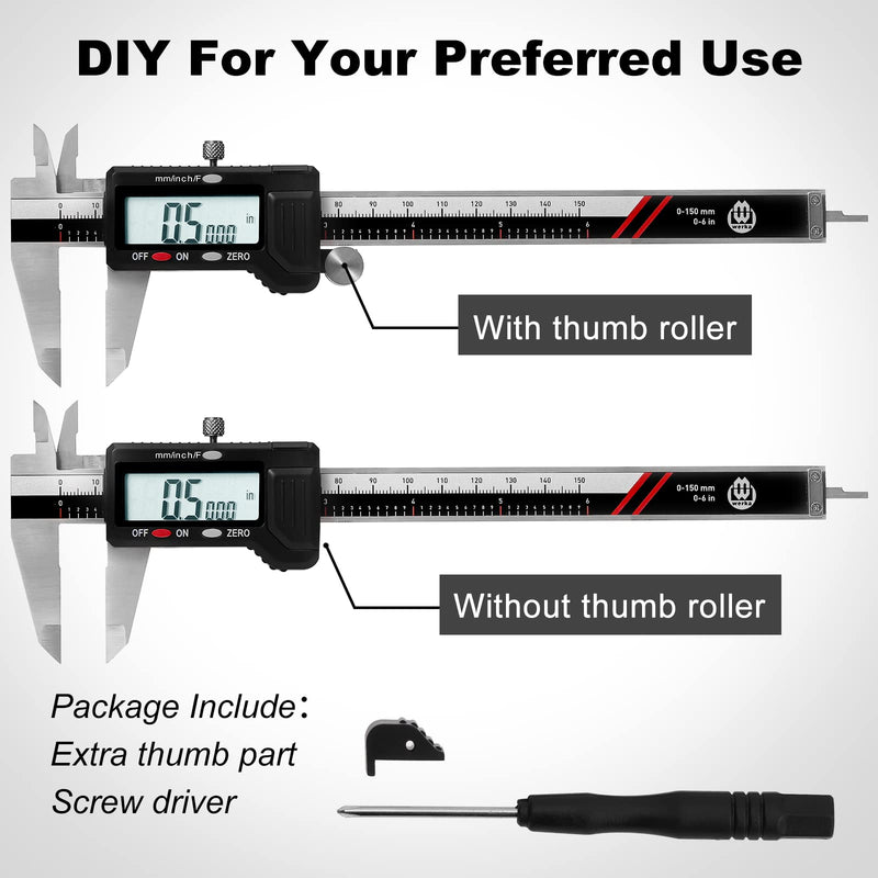 [Australia - AusPower] - Digital Caliper, 0-6 Calipers Measuring Tool, Micrometer Caliper with 0.001High-accuracy,Inch/Fraction/Millimeter Conversions Button,4 Measuring Ways, Stainless Steel Construction 6000150 