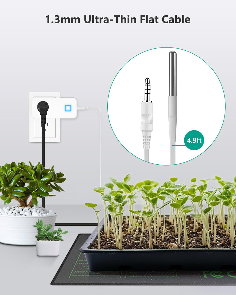 [Australia - AusPower] - MOCREO Temperature Controller Reptile Thermostat Outlet, Bluetooth Temp Control Plug with Alarm for Terrarium Heat Mat Heating Pad, Greenhouse, Homebrew Fermenter, 100~240V 10A 1100W White 
