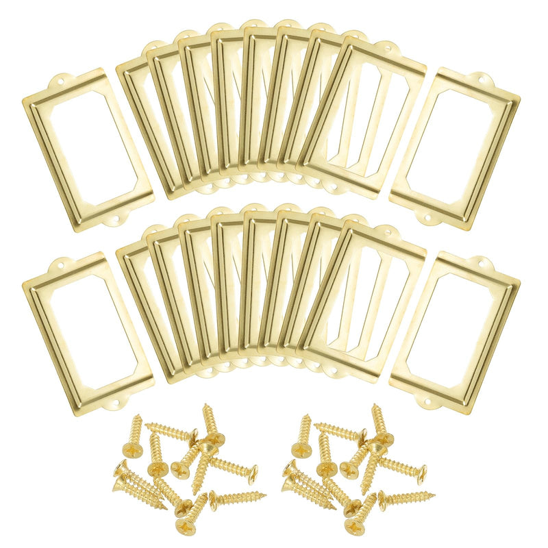 uxcell Metal Label Holders, 124x70mm 20pcs File Name Card Tag Label Holder Frame for Office Library Drawer Cabinet Shelves, Gold Tone