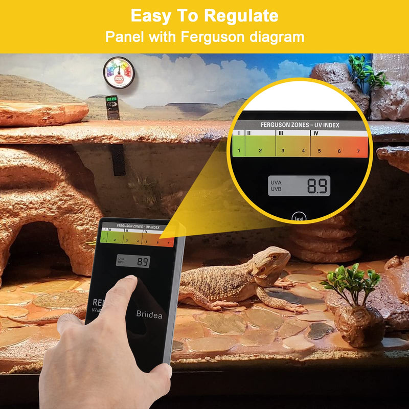 [Australia - AusPower] - Reptile U/V Meter, Briidea U/V/B Index Meter, Measures 280-400nm with Range from 0-199.9 U/V Index, Make Sure Your Reptile & Amphibian Gets the Right Amount of U/V Light 