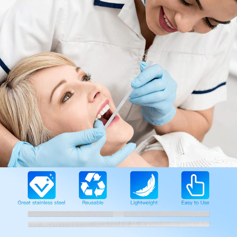 [Australia - AusPower] - Annhua Dental Abrasive Strips 4 Mm Double Side Teeth Sanding Strip with Med Grit, Reusable Stainless Steel Dental Sanding Strips for Dentists Braces Polishing - 12 Pcs 