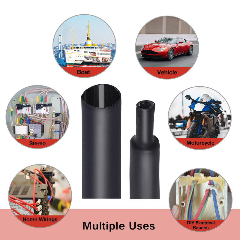 [Australia - AusPower] - 1/4" Heat Shrink Tubing, 32.8 Ft 3:1 Dual Wall Adhesive Lined Heat Shrink Tube, Marine Grade Waterproof Shrink Wrap Tubing, Electrical Industrial Automotive Sealing Shrink Tube for Wire Insulation 1/4" - 32.8FT Black 