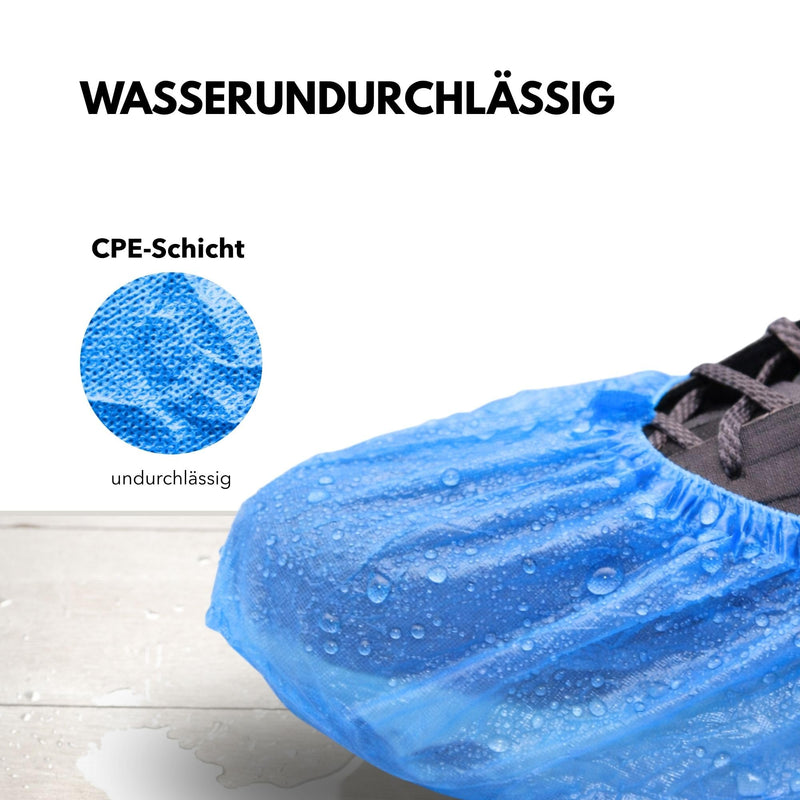 ADEBO Waterproof Shoe Covers, Pack of 100, CPE Overshoes 3 g, Non-Slip, Tear-Resistant, Universal Fit, Disposable, for Household and Commercial Use Blue standard