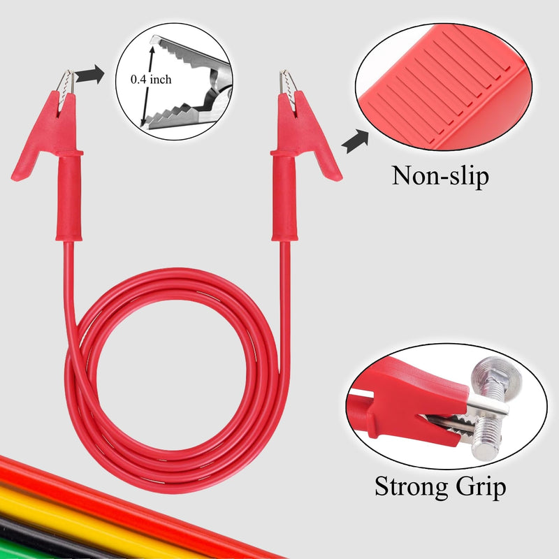 [Australia - AusPower] - 14AWG Alligator Clips Electrical Test Leads Dual Ended Crocodile Wire Cable with Insulators Clips Test Flexible Copper Cable for Electrical Testing 3.3ft/1m with 2pcs 2pcs-3.3ft/1m 