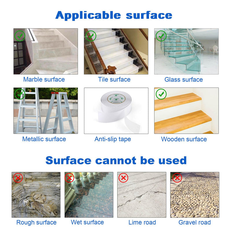 BOMEI PACK Anti Slip Traction Tape,2 Inch x 32.8 Ft,Heavy Duty Non Slip Tape,Grip Tape for Stairs, Tread Step, Indoor & Outdoor Use,Waterproof Stairs Non Skid Treads (Transparent) Transparent