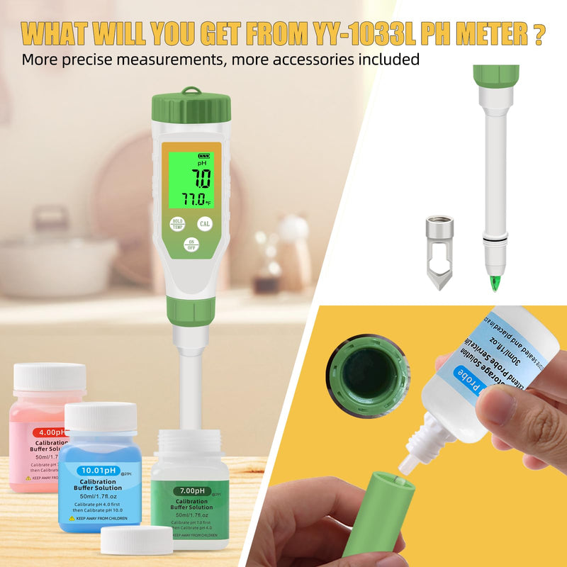 [Australia - AusPower] - pH Meter for Food, Digital pH Tester with High Accuracy pH Probe for Sourdough and Bread, Food pH Meter for Fermentation Canning, Meat, Cheese, Solid Samples and Water New pH Meter Kit 