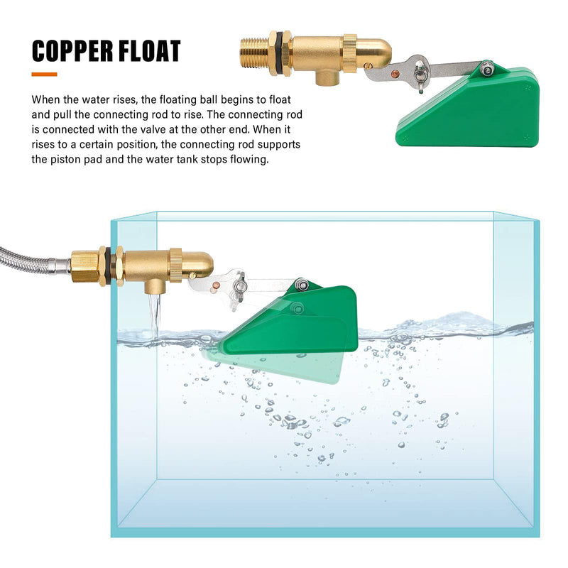 [Australia - AusPower] - 2pcs Brass Float Valve for Water Tank 1/2 Inch Automatic Fill Float Ball Valve for Livestock Trough Float Switch Adjustable Autofill Pool Fountain Filler Float Valve 