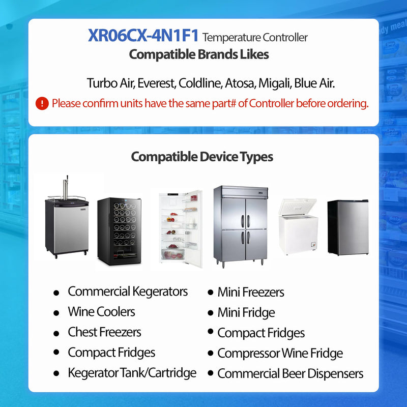 [Australia - AusPower] - Digital Temperature Controller XR06CX-4N1F1 for Commercial Refrigeration, Fit for XR06CX-4AHFILS, 120V 50-60Hz, Compatible with Dixell Programmable Refrigerators/Freezers, Dual NTC Probes 