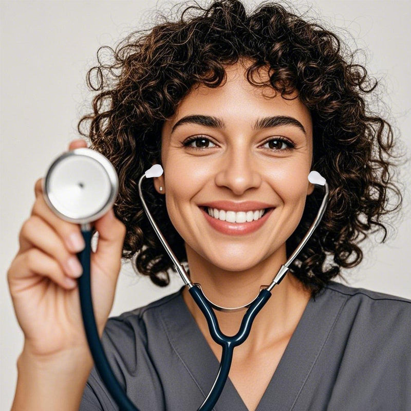 Pack of 6 Stethoscope Earpieces Compatible with MDF & Eko & ADC, Earplugs Excellent Comfort Noise Reduction Silicone Earplugs Stethoscope Replacement Earplugs Nurses Doctors (White)