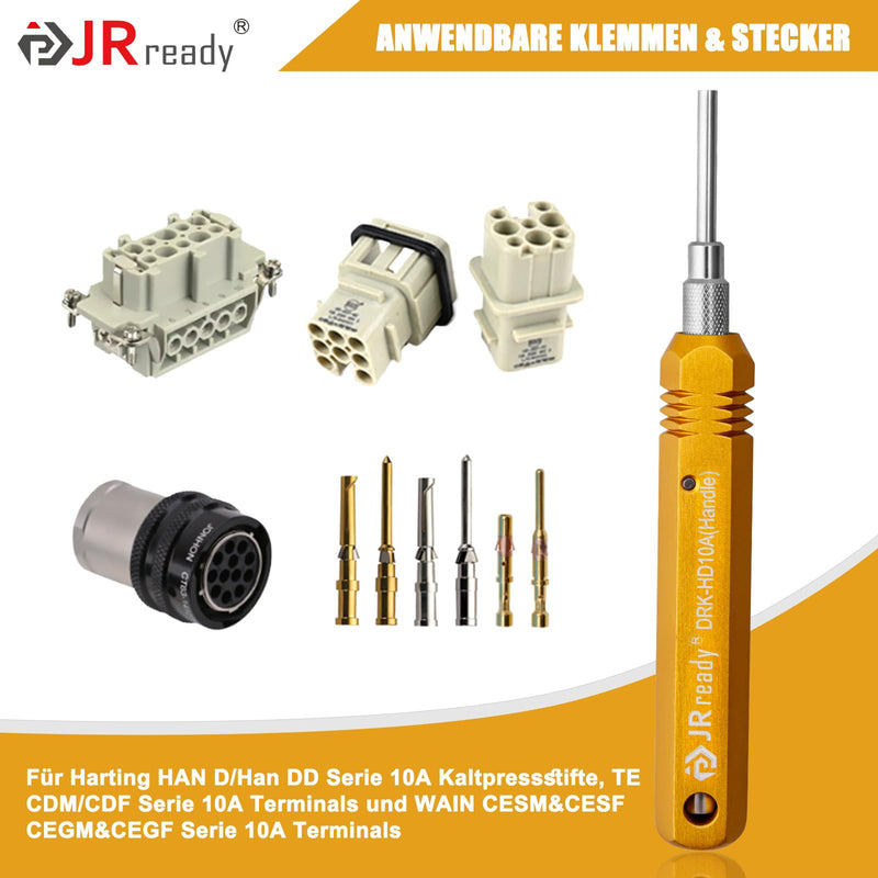 [Australia - AusPower] - JRready DRK-HD10A Contact Removal Tool for Removing Harting HAN D/Han DD Series of 10A 16A Cold Crimping Pins TE/WAIN Series 10A Clamps for Heavy Connector Pin Removal Tool from Terminals DRK-HD10A-EU 
