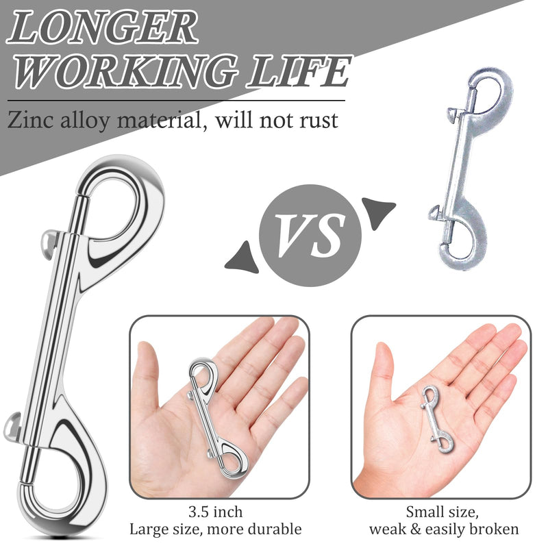 [Australia - AusPower] - ERKOON Extra Large 3.5 inch Double Ended Bolt Snaps Hooks 110lbs Load Capacity Zinc Alloy Buckles for Cats Dogs Horses Heavy Duty Trigger Snap for Water Bucket/Horse Feed/Hammocks/Key Chain 8 Pack 