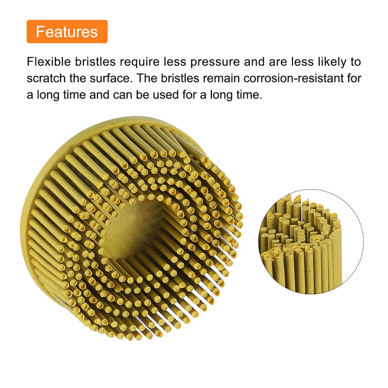 [Australia - AusPower] - HARFINGTON 4pcs Bristle Disc 2" 80 Grit R-Type Abrasive Brush Coarse Bristle Disc Deburring Electric Disc Brush Attachment Abrasive Coating Removal Disc for Metal, Yellow 