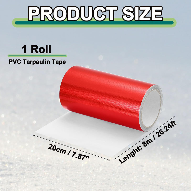 PATIKIL Awning Repair Tape 8" x 26ft Waterproof Canvas Tape High Adhesive Tear Repair Patch Kit for PVC Tarpaulin Tent Awning Fabric RV Sail Boat Cover, Red