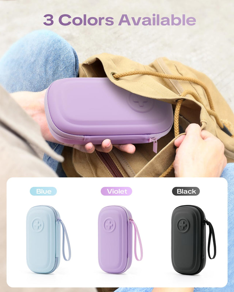Asthma Inhaler Portable Case for Adults, Kids & Seniors - Temp-Humidity Resistant, Multi-Zone Lining for Inhaler/Spacer/Emergency Meds, Waterproof PU & Travel-Ready, Violet (Only Case)