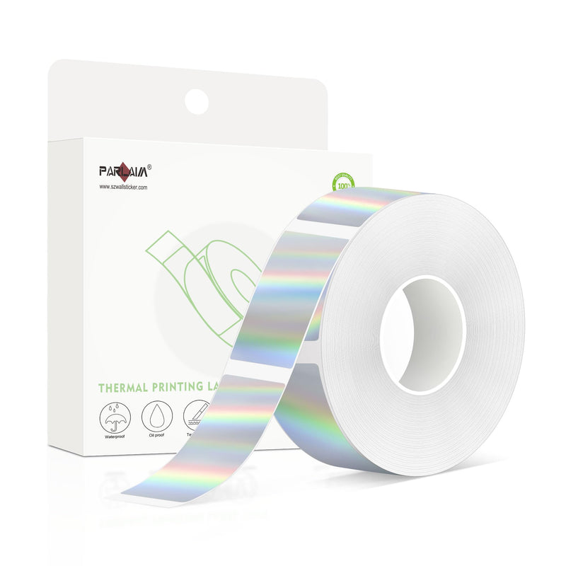 PARLAIM Holographic Sliver Label Tape, 30 X 14mm 210PCS Self Adhesive Thermal Sticker Paper Compatible with D30 1 Roll-210PCS