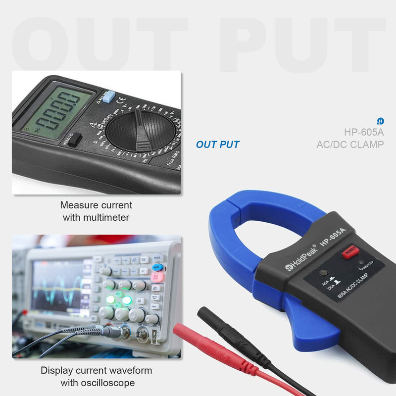 [Australia - AusPower] - AC/DC Current Clamp Probe Tester 600A, HOLDPEAK HP-605A Handheld Digital Multimeter Clamp Adapter, Current Clamp Meter Working with Multimeter 3-Multimeter Clamp Adapter 600A; 