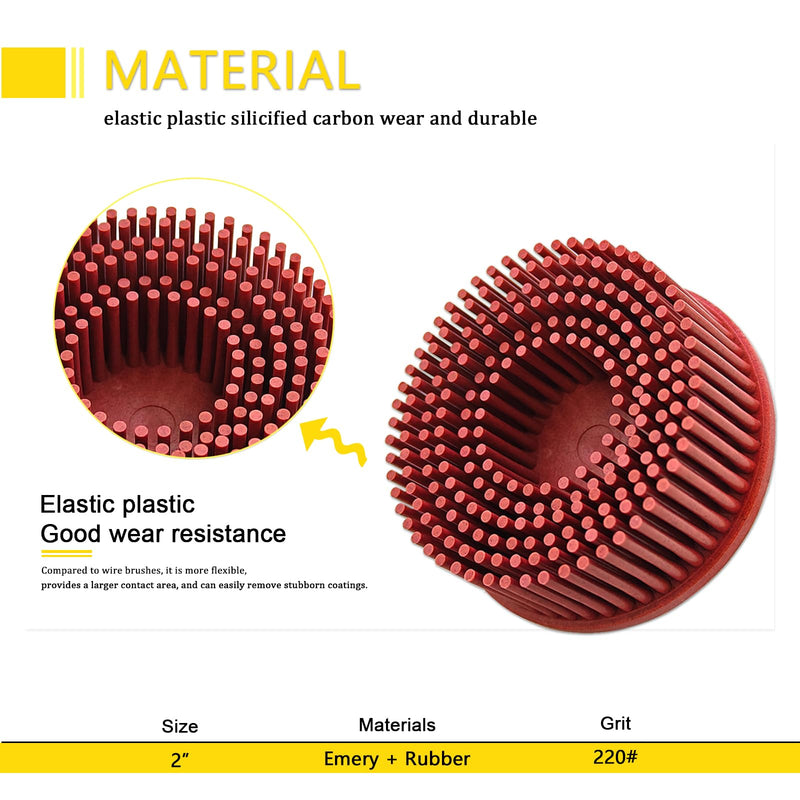[Australia - AusPower] - Tools 2 Inch Bristle Disc Bristle Disc Grade - 220# Grit Abrasive Coating Removal Disc for Metal with 6mm Shank Attachment 1set Bristle Discs 2 220# RED 1 SET 