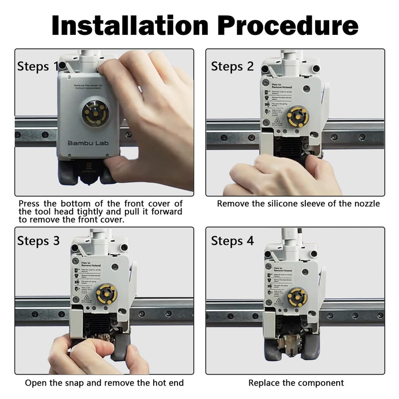 [Australia - AusPower] - HzdaDeve 4 Pack 0.2MM 0.4MM 0.6MM A1 Mini/A1 Hotend Print Head Hot End Kit Extruder Upgrade High-Temperature Hardened Steel Nozzle Silicone Cover Replacement with for Bambu Lab 3D Printer Accessories 4PK 