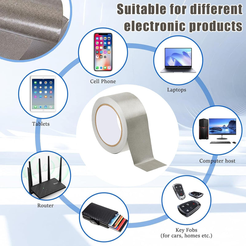 Faraday Cloth Conductive Adhesive High-Shielding Tape Waterproof Conductive Tape for Signal Screens for Electrical Connection EMI Shielding Display Repair Cable Interference Blocking (2 Inch x 65 Ft) 2 Inch x 65 Ft