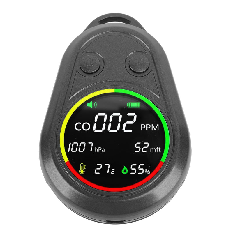 Portable Air Quality Detector 5 in 1 CO Altitude Atmospheric Pressure Temperature Humidity Tester with Altimeter Barometer Thermometer for Outdoor Activities