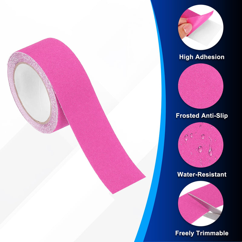 PATIKIL 2Pcs Frosted Non-Slip Tape - 16.4 ft x 2 Inch, Anti Slip Grip Safety Non Skid Tread Stair Cases Tape High Adhesion & Waterproof, Suit for - Outdoor/Stairs, Fluorescent Rose Red