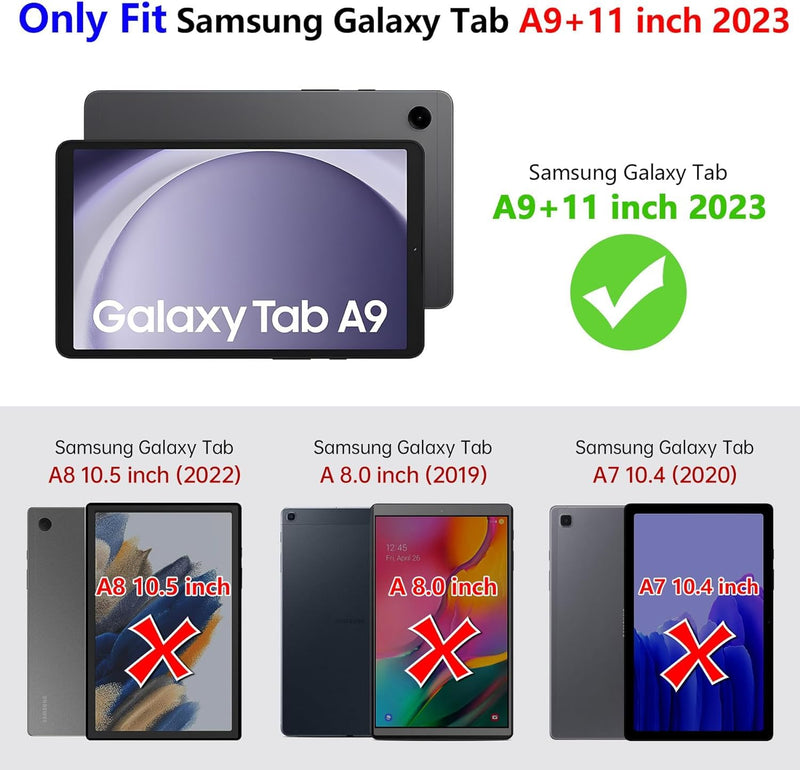 [Australia - AusPower] - ZtotopCases for Samsung Galaxy Tab A9+ / A9 Plus 11'' 2023 (SM-X210/X216/X218), Shockproof Hard Duty Case with Screen Protector+360 Rotating Hand Strap&Stand+Shoulder Strap for Tab A9+ Tablet, Black A9 11Inch Black 