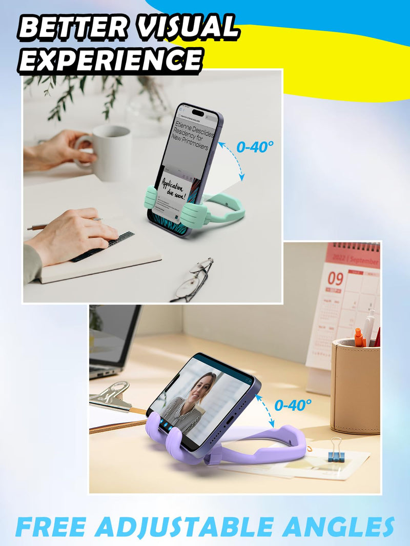[Australia - AusPower] - Cell Phone Stand Thumbs Up Lazy Phone Stand - 2 Pack Phone Holder 2024 College Graduation Gifts for Her Him Cellphone iPhone Stand for Desk Birthday Gifts for Teens Girls Boys Adults Women Men Wife Purple & Green 