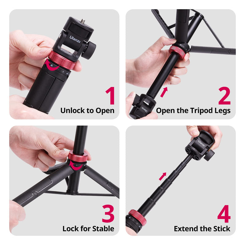 [Australia - AusPower] - 59in Selfie Tripod for Camera Gopro - ULANZI MT-71 Invisible Long Extendable Selfie Vlog Handle Portable Lightweight Tripod Stand 7 Sections for Gopro Hero 11 10 9 8 7 Black/insta360 One DJI Action 